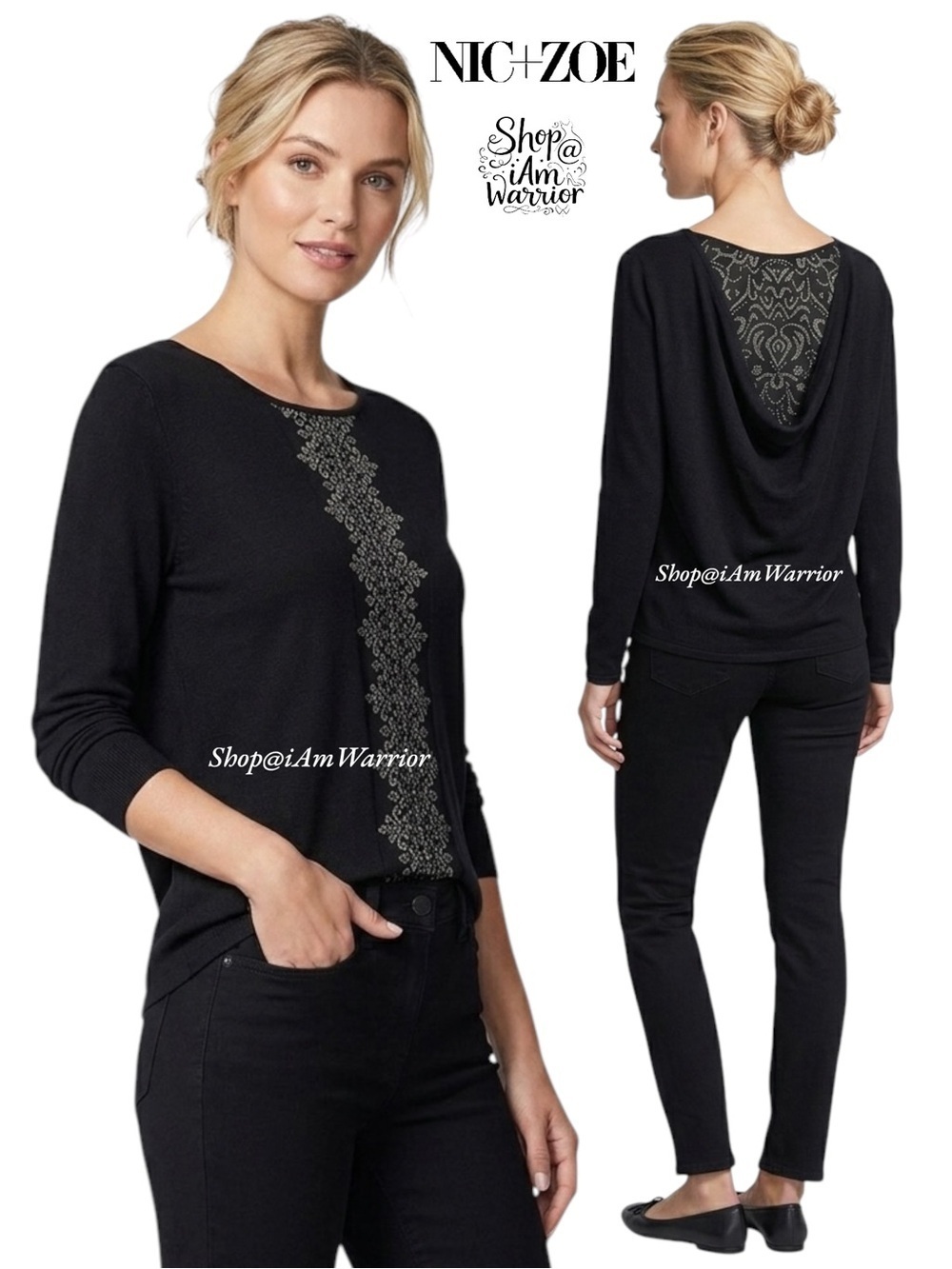 Nic + Zoe draped back light weight sweater top *shop@iamwarrior